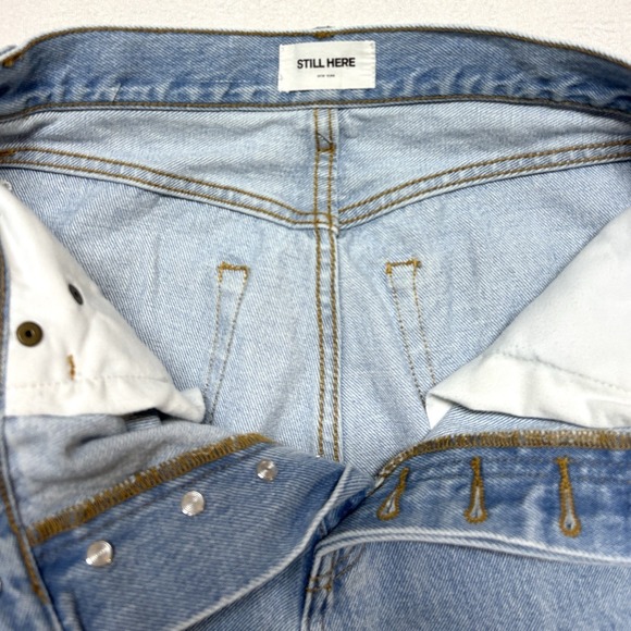 Still Here New York Tate Jeans Size 26 High Rise Straight Leg Asymmetric Stripe - Picture 5 of 15